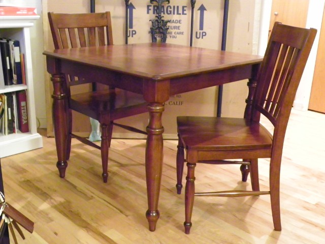 SQUARE DINING TABLE, 36X36 AND 2 CHAIRS
